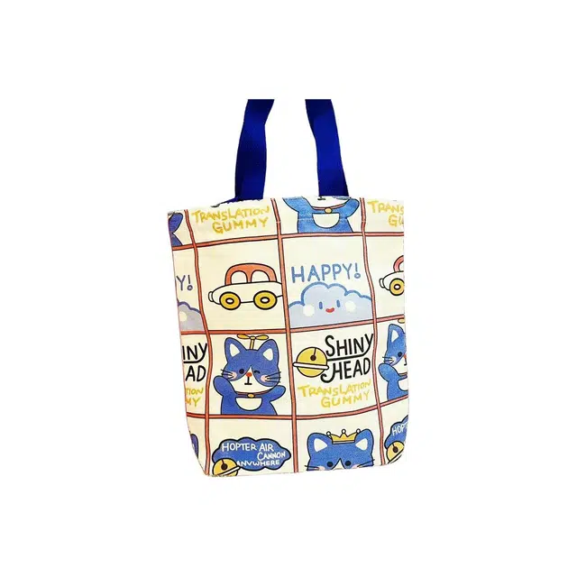 静玲珑 帆布包小巧卡通帆布袋百搭手提包饭盒袋简约手提袋子上班族通勤包