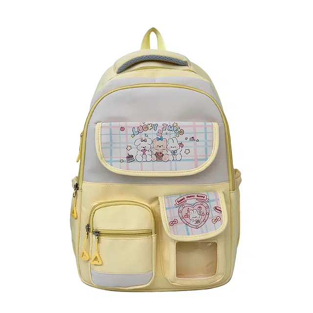 德力熊 可爱书包初中大容量背包休闲 尼龙 双肩包 女款 粉色/蓝色/黑色/黄色/紫色