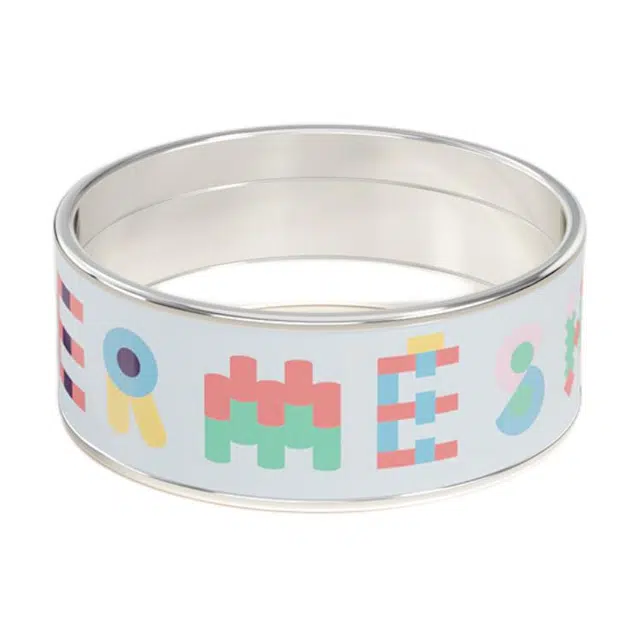 Hermes Enamel Pattern Ring White