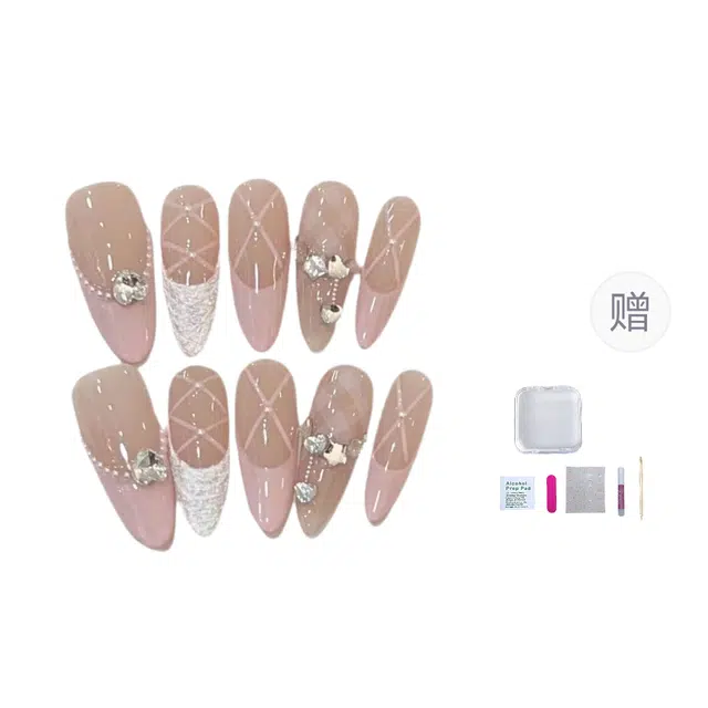 几多萌 精致气质公主芭蕾  穿戴甲 杏仁粉色纯色 法式