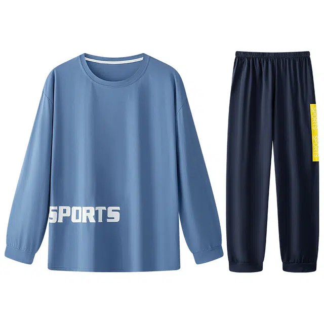 向薇 纯棉长袖薄款可外穿家居服睡衣套装 男款 图片色