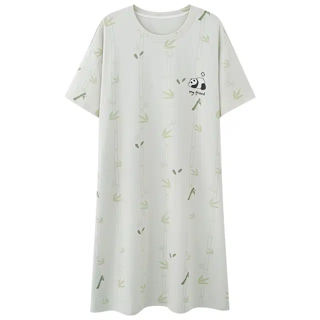 俏薇妮 简约纯棉柔软可爱时尚舒适凉爽透气可外穿短袖睡裙 女款 白色