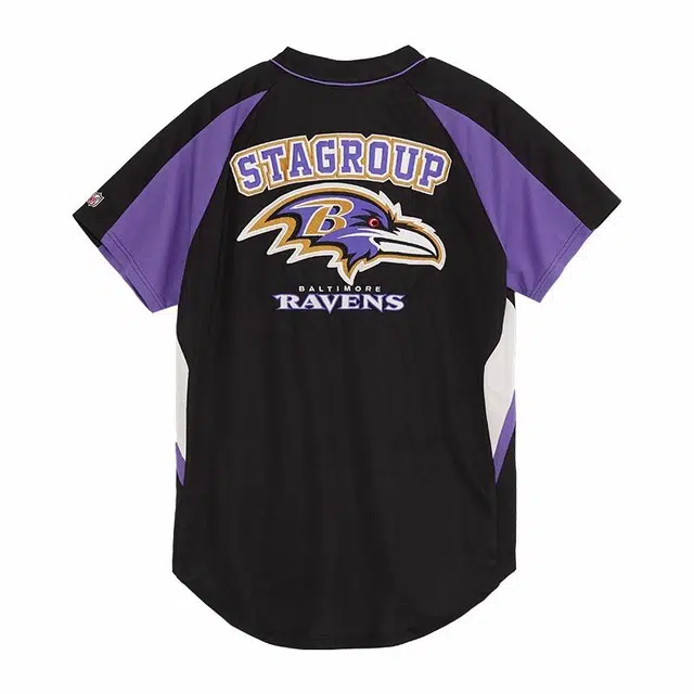 NFL x STA Ravens Varsity Jacket Black Purple
