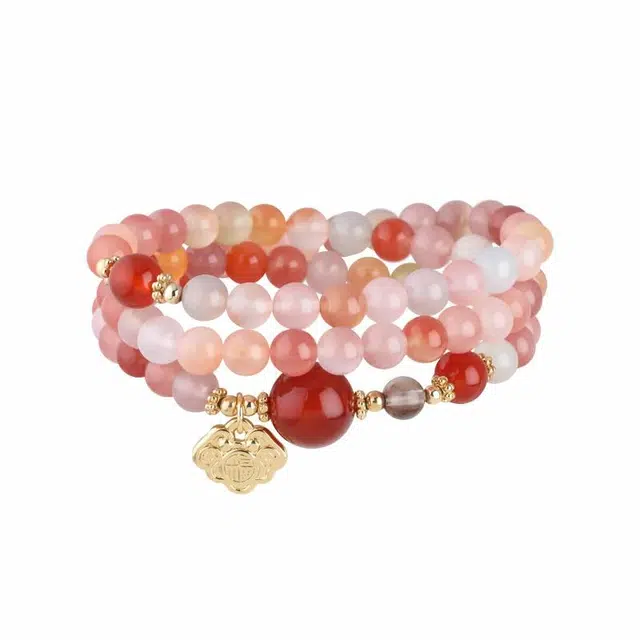 【岁岁平安】 凤凰涅磐 吉祥纳福 蛇年红玛瑙转运珠平安锁 幸运上上签 新中式原创设计小众高级感多层叠戴#好运 玛瑙 手串 女款