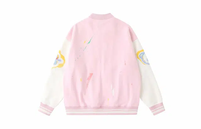 多巴胺系列泼墨立体绣花拼接拉链长袖棒球服 通用