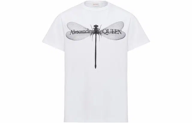 Alexander McQueen Dragonfly T-Shirt In WhiteBlack T