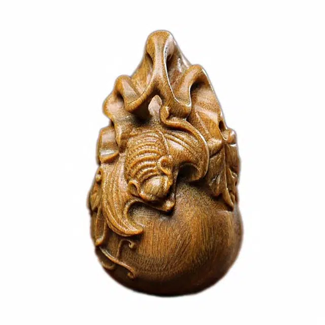 【顺丰急救】 素于 国潮新中式文玩居家茶宠摆件诸事顺遂平安喜乐随手把玩上岸盘玩#好运 绿檀 木作把件 男女同款情侣款