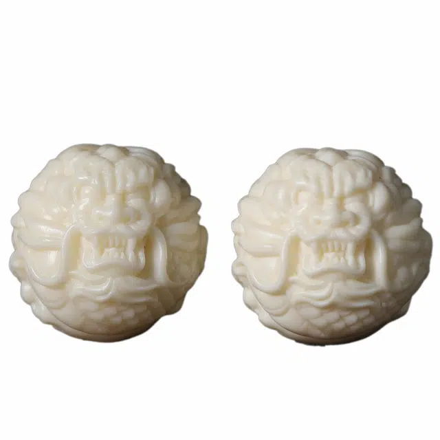 絮物 国潮新中式轻奢高级感招财纳福装工艺品文玩盘玩龙头手球手工精细雕刻湘工雕刻 象牙果 手把件 男女同款情侣款