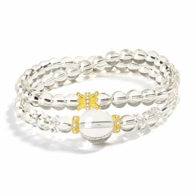 【普陀山官方已过香】 普陀山文创 新中式聚福纳财转运珠 八方来财暴富纳财高级感叠戴手饰#好运 礼盒装 白水晶 手串 女款