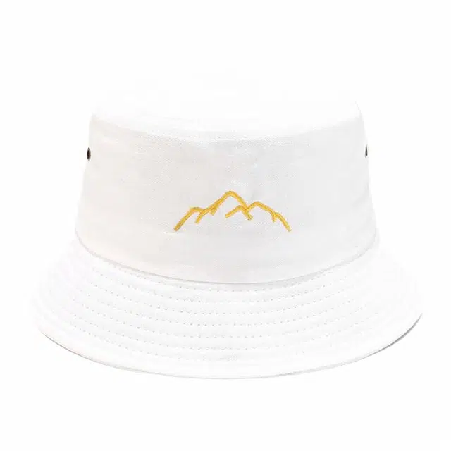 雅鹿优选 春夏季水洗做旧山峰刺绣复古盆帽士户外运动登山钓鱼防晒遮阳百搭大头围显脸小水桶帽 聚酯纤维 渔夫帽 男女同款情侣款