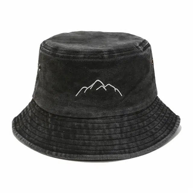 雅鹿优选 春夏季水洗做旧山峰刺绣复古盆帽士户外运动登山钓鱼防晒遮阳百搭大头围显脸小水桶帽 聚酯纤维 渔夫帽 男女同款情侣款