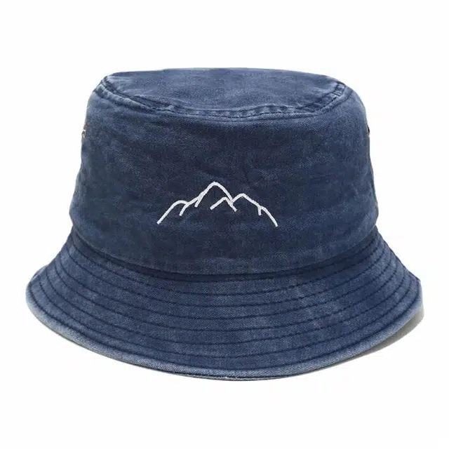 雅鹿优选 春夏季水洗做旧山峰刺绣复古盆帽士户外运动登山钓鱼防晒遮阳百搭大头围显脸小水桶帽 聚酯纤维 渔夫帽 男女同款情侣款