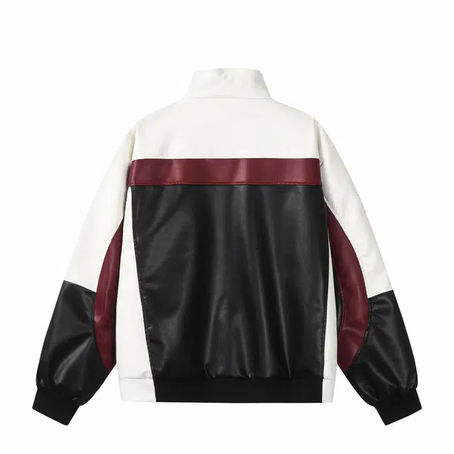 佐菲利 美式高街潮牌痞帅宽松百搭立领长袖皮衣 男女同款 黑色