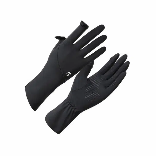 南极人 开车夏季防紫外线冰丝透气骑行学车户外登山遮阳防滑露指触屏加长款 轻薄 防晒手套 女款