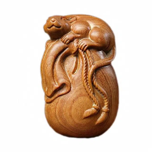 顺丰包邮 素于 【代代数钱】国潮新中式居家茶宠摆件八方来财平安喜乐茶桌饰品随手把玩上岸盘玩#好运 绿檀 雕件 男女同款情侣款