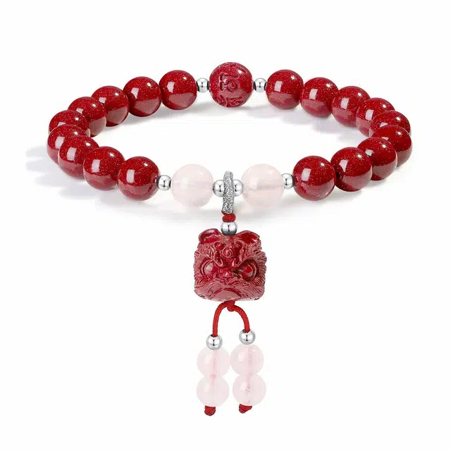 【官方已过香】 普陀山文创 新中式小众设计国风串珠 鸿运当头马粉平安纳福复古手饰#好运 礼盒装 再造辰砂朱砂 手串 女款