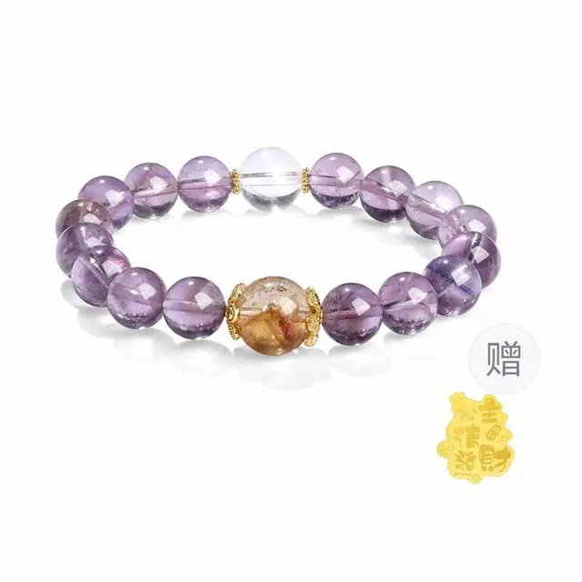 尚仟伊 【做个富婆】新中式国风九紫离火招财精致大气时尚小众设计高级感 薰衣草紫色转运珠 水晶 玉石手串 女款
