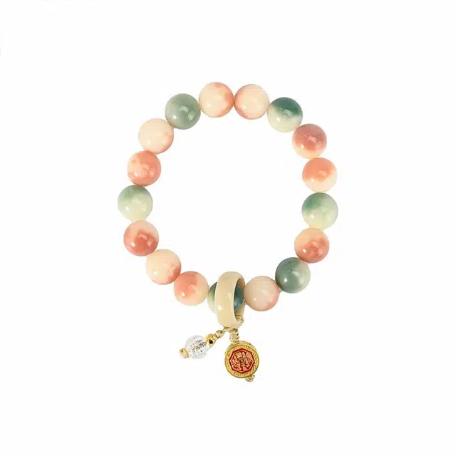 天纵 新中式国风时尚文玩幸运 小众设计山鬼花钱龙雕 旺运  带跑环清新文艺盘玩好运 菩提子/菩提籽 手串 男女同款情侣款