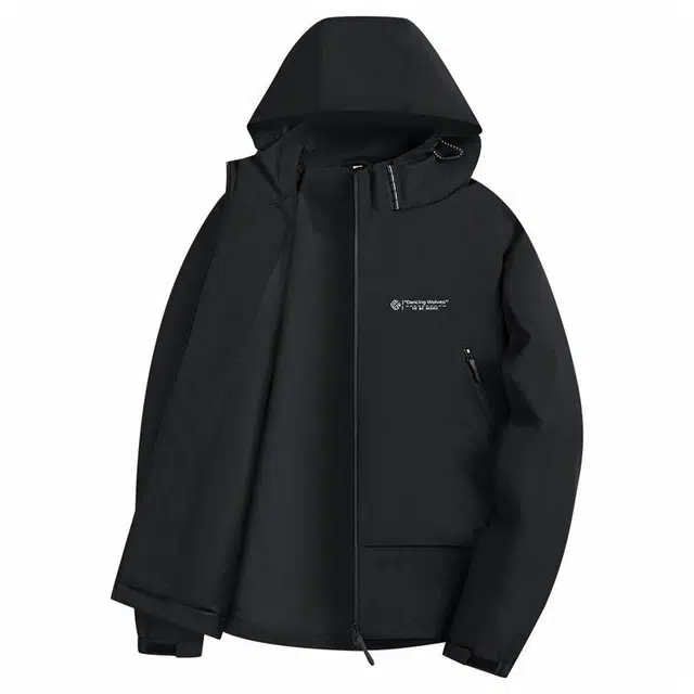 与狼共舞 连帽宽松拉链防水防风轻薄纯色山系户外长袖轻薄夹克外套 男款
