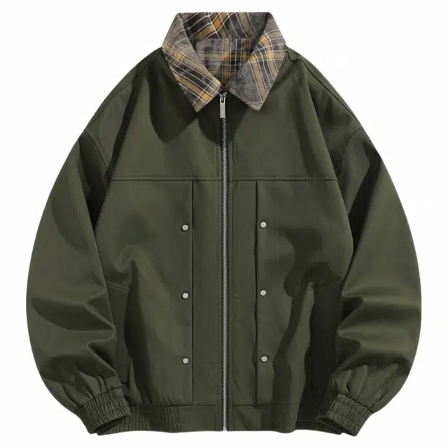 雅鹿 宽松假两件休闲机车工装夹克外套 男款