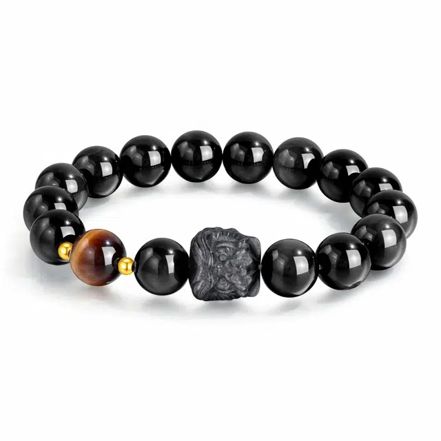 郁馨 国潮醒狮时来运转 转运纳福 诸事顺利国潮盘玩文玩佛珠 礼盒装#好运 黑檀 手串 男女同款情侣款