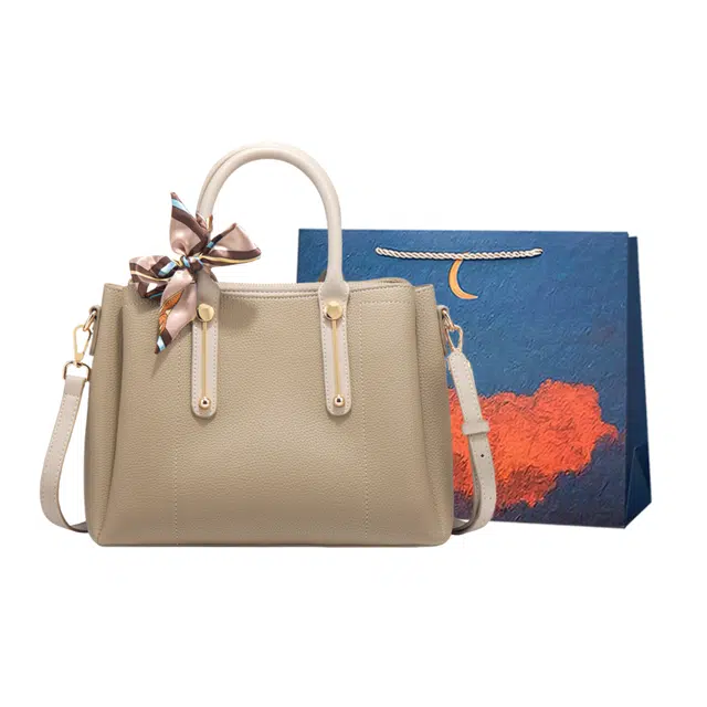 爱尔绅特 大气通勤时尚中年妈妈包 人造革 手提包 常规 女款 卡其色