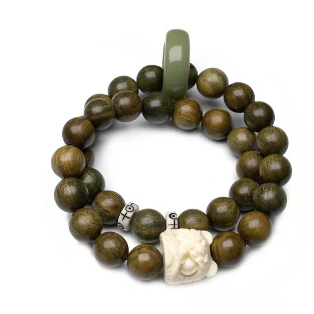 【福庙流通处代请】 周帝王 狮来运转八方来财财富圆满诸事顺利喜乐小众福禄吉祥国风诸事顺利#好运 绿檀 手串 男女同款情侣款