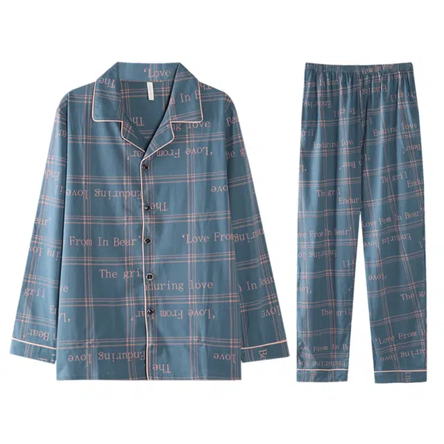 向薇 休闲舒适亲肤长袖长裤睡衣套装 男款 图片色