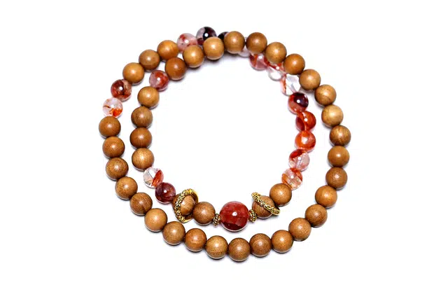 檀欣 新中式 国潮复古 乾坤在腕 无畏十方 文艺转运平安喜乐招财纳福双圈简约文玩盘玩佛珠念珠饰品佩戴#好运 檀木 木作手串 女款