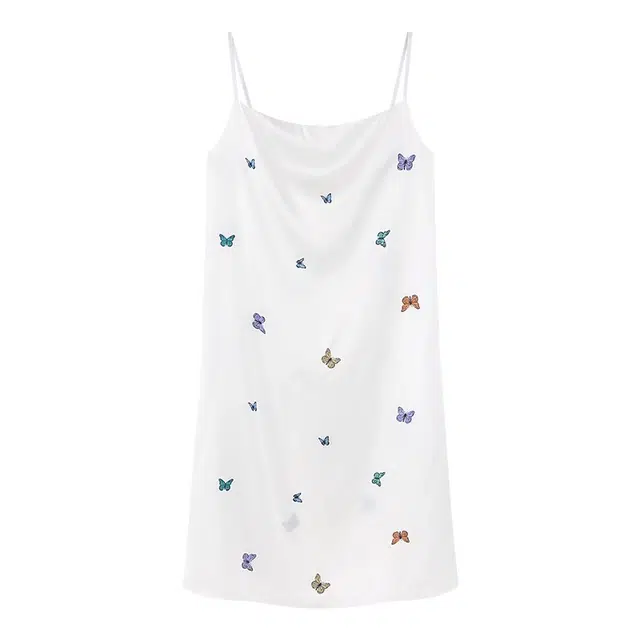 俏韵 休闲舒适无袖吊带薄款家居服睡裙 女款 白色