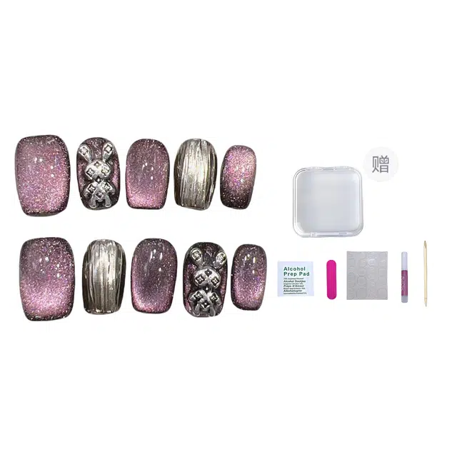 几多萌 晶石  穿戴甲 短梯紫色晕染 猫眼