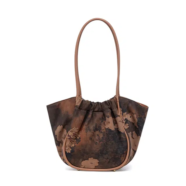 良锦记 大地油丝配旗袍妈妈包国风 桑蚕丝香云纱 托特包单肩包 常规 女款 咖色/深咖