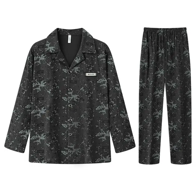 向薇 休闲舒适简约长袖长裤可外穿睡衣套装 男款 图片色