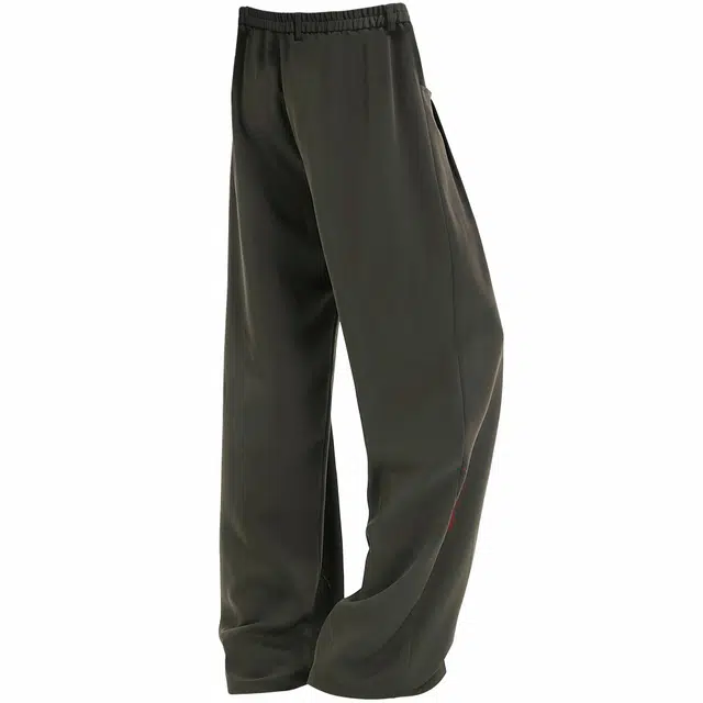 稻草人 美式高街基础纯色褶皱设计宽松垂感直筒户外降落伞兵简约运动百搭冰感系带休闲裤 男女同款