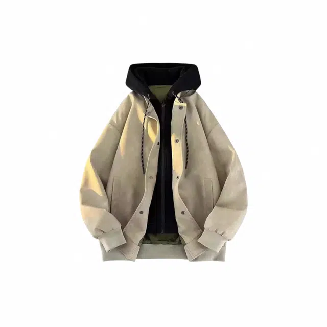 雅鹿 假两件宽松休闲连帽夹克外套 男女同款