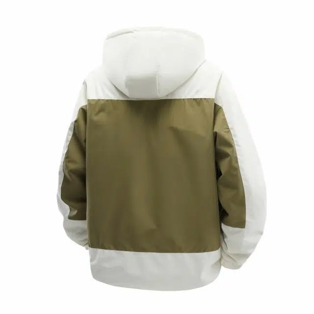 海底小纵队 拼接连帽学生青年美式飞行服工装短款开衫保暖品质夹克外套 男女同款 黑色
