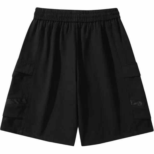 绘承 日系纯色简约基础款宽松休闲百搭薄款透气多口袋五分抽绳工装短裤 男女同款 卡其