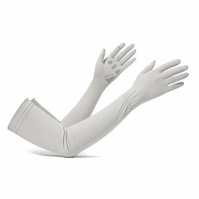 南极人 冰丝手套长款开车护臂袖套夏季防紫外线手袖户外骑行遮阳可触屏防滑透气 凉感轻薄 防晒袖 女款