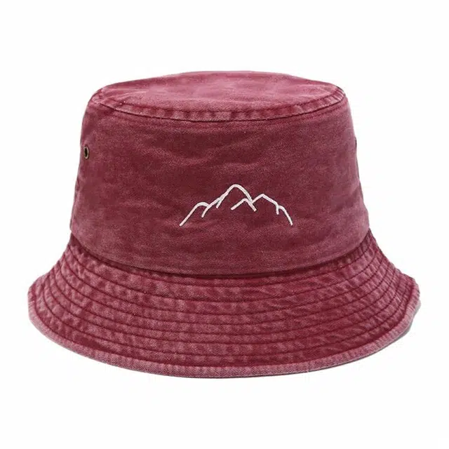 雅鹿 春夏季水洗做旧山峰刺绣复古盆帽士户外运动登山钓鱼防晒遮阳百搭大头围显脸小水桶帽 聚酯纤维 渔夫帽 男女同款情侣款