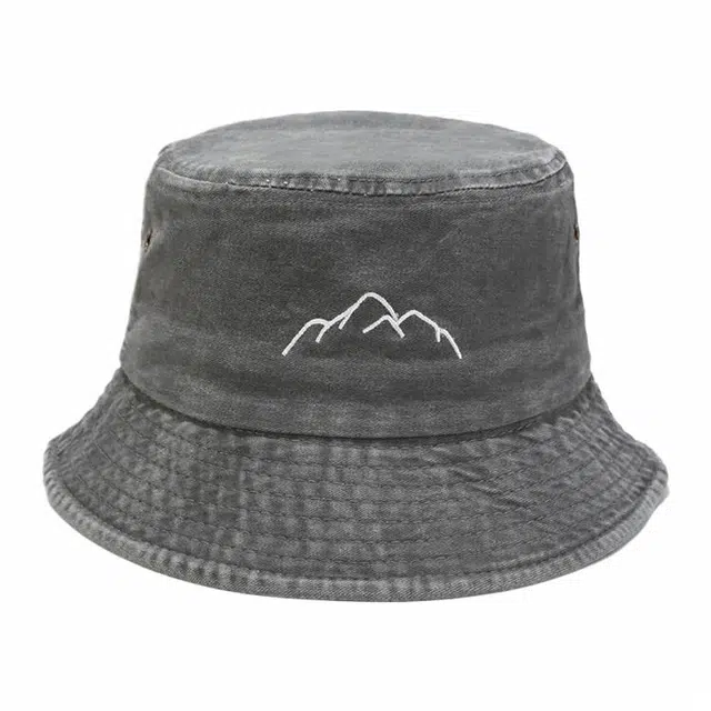 雅鹿 春夏季水洗做旧山峰刺绣复古盆帽士户外运动登山钓鱼防晒遮阳百搭大头围显脸小水桶帽 聚酯纤维 渔夫帽 男女同款情侣款