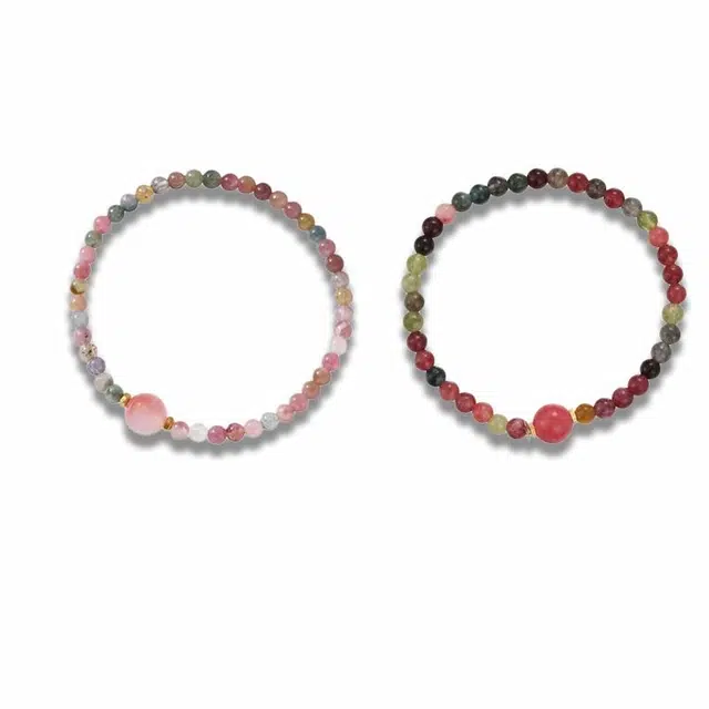 大唐国鼎 彩虹蜜桃时尚简约轻奢小众设计森系高级感优雅甜美精致气质甜妹可爱温柔浪漫百搭 好运 水晶 手链 女款