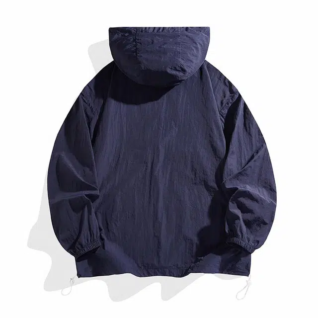 雅鹿 纯色轻薄户外休闲连帽超轻透气速干防紫外线防晒夹克 男女同款 藏青色