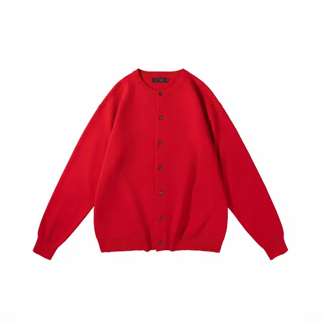 我是大卫 深灰色圆领轻奢开衫男士秋冬季韩系轻熟风百搭保暖外套针织衫 男女同款