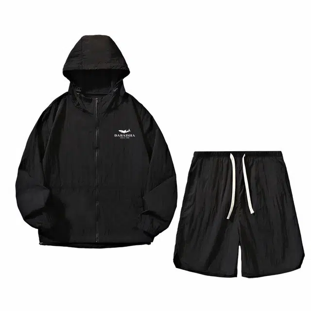 大白鲨 高品质薄款速干短裤透气情侣潮流户外钓鱼服登山裤登山套装防晒服 男款