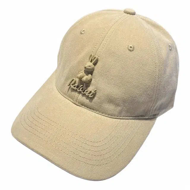 优莲茵 潮流设计款纯色立体小兔子 舒适软顶防晒 大帽檐显脸小户外出游登山旅游遮阳帽子 棉 鸭舌帽 男女同款情侣款