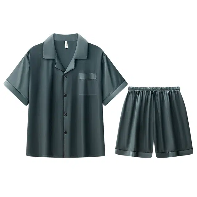 向薇 纯色亲肤凉感大码家居服睡衣套装 男款 图片色