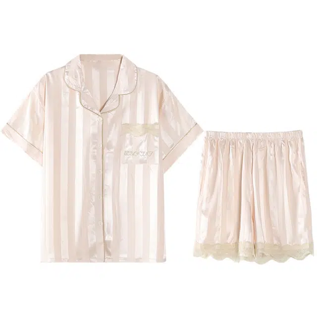 向薇 休闲舒适亲肤短袖家居服睡衣套装 女款 图片色