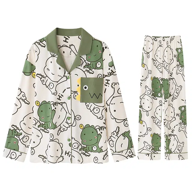 向薇 可爱卡通长袖长裤甜美睡衣套装 女款 图片色