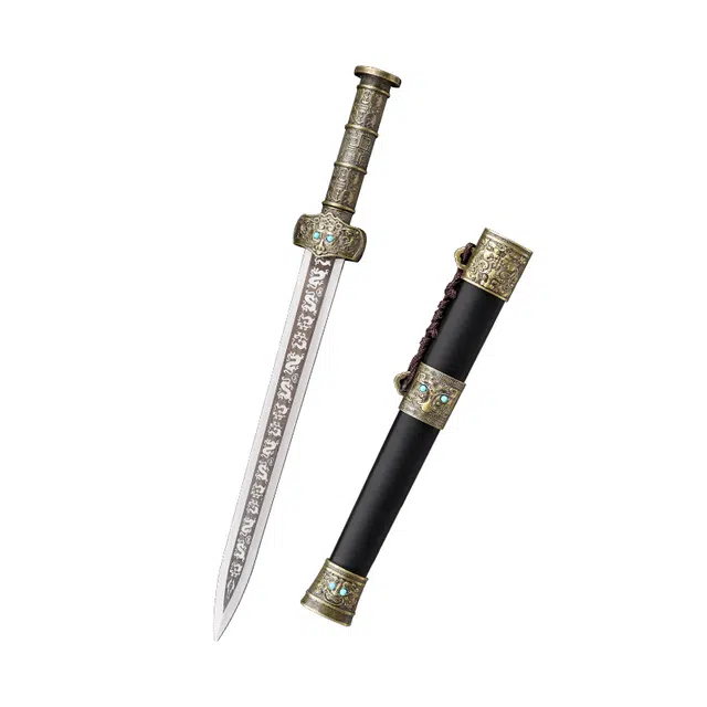 天字号 风云剑 龙泉仿古金属刀剑不锈钢刃宝剑短剑 成品模型