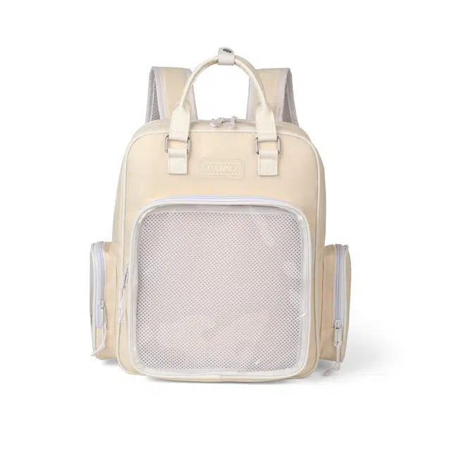 德力熊 原创设计透明吧唧痛包娃包 尼龙布 双肩包 女款 米色/黑色/紫色/蓝色